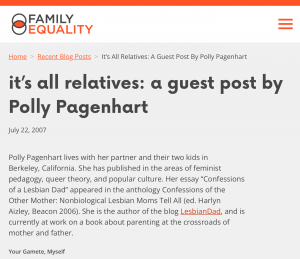 "It's all relatives," guest post at Family Equality's blog, July 22, 2007